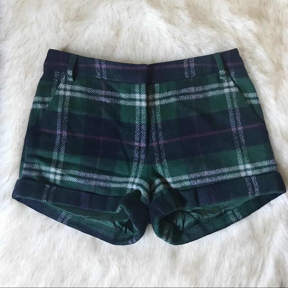 Hive & Honey Plaid Wool Shorts